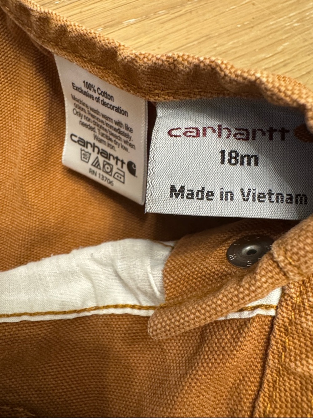 CARHARTT Washed Overall Bibs In Carhartt Brown Size 18months - Picture 3 of 4